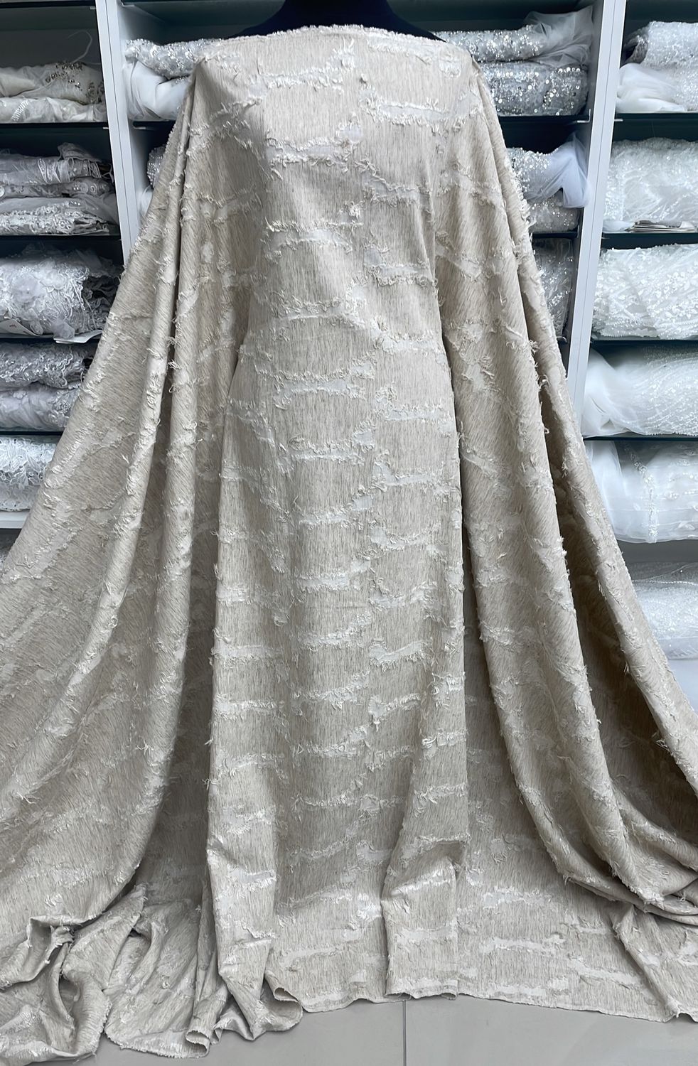 Dress Fabric Cotton Blend Burnout 30% Linen 40% Cotton 30% Rayon-per m-145-02-Natural