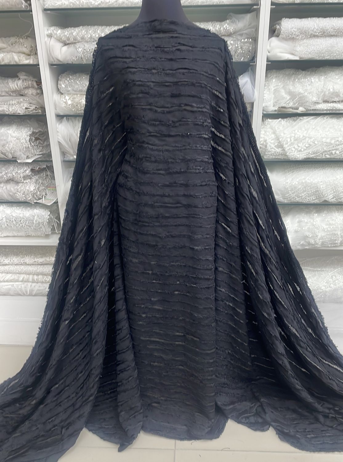 Dress Fabric Viscose Blend Burnout-per m-137-99-Black