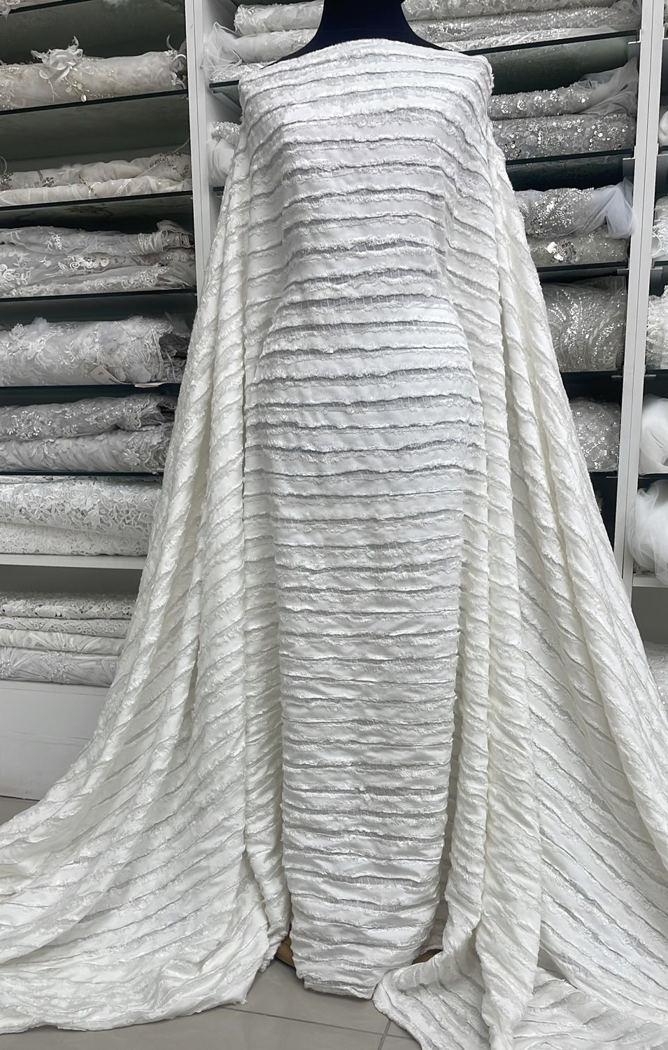 Wedding Dress Fabric Viscose Blend Burnout-per m-137-02-Ivory