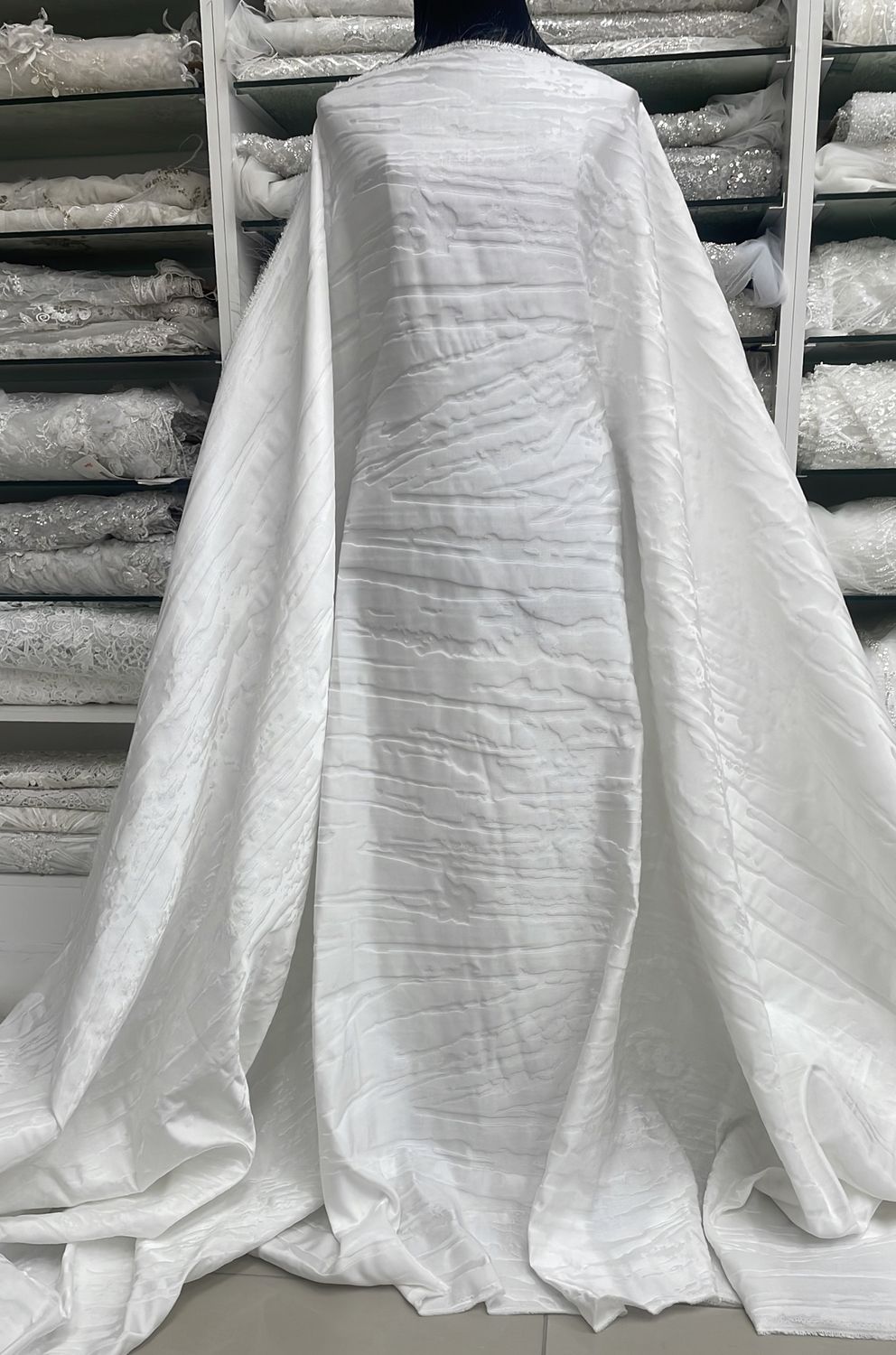 Wedding Dress Fabric Jacquard-per m-150-01-White