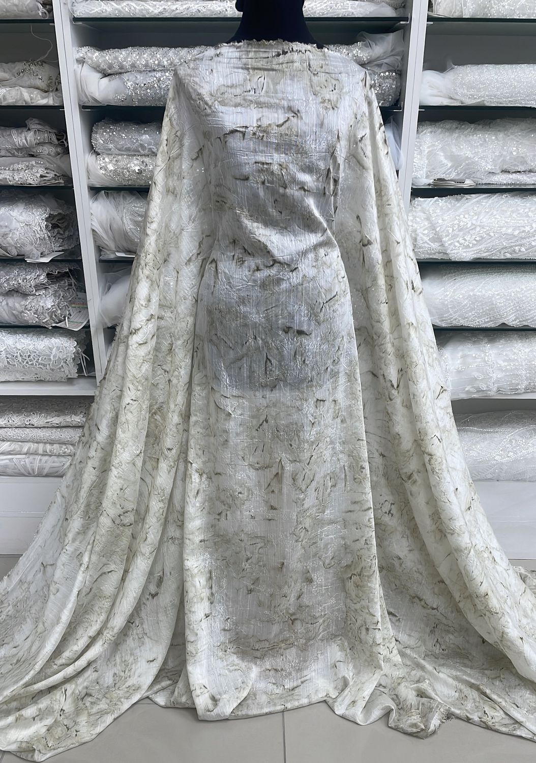 Dress Fabric Jaquard Burnout 85%Tencel, 15% Cotton -per m-150-01-Cream
