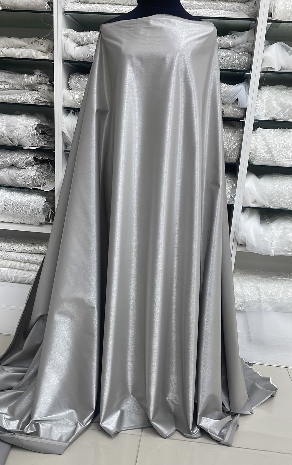 Dress Fabric Cotton Metallic 70% Cotton 25% Nylon 5% Spandex-per m-145-1,169.00-Grey Silver