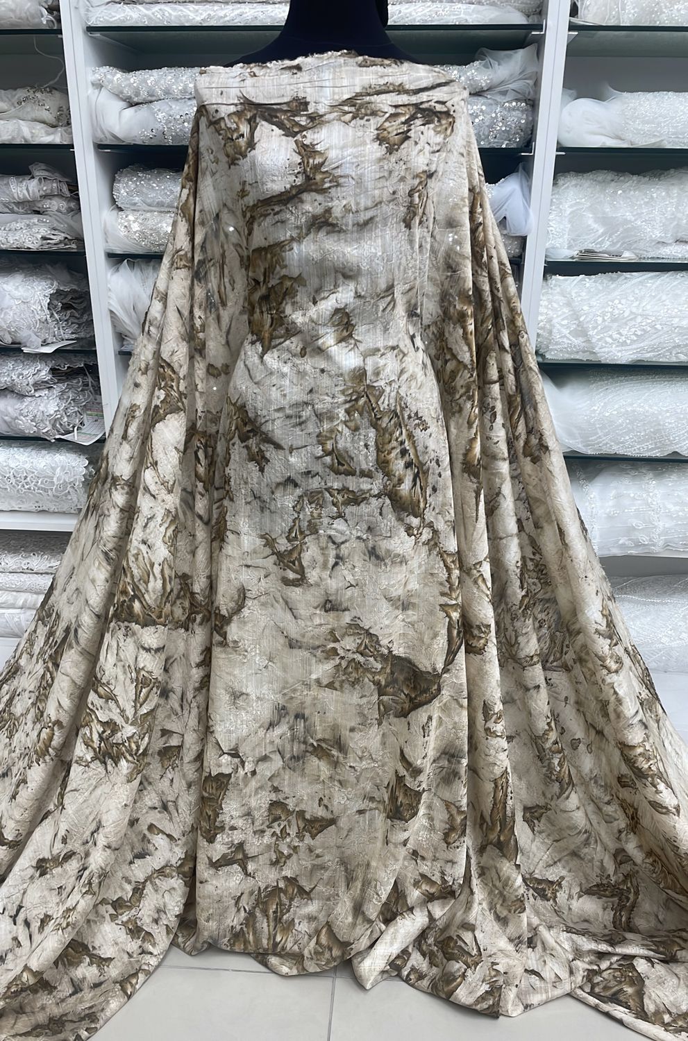 Dress Fabric Jaquard Burnout 85%Tencel, 15% Cotton -per m-150-06-Sand