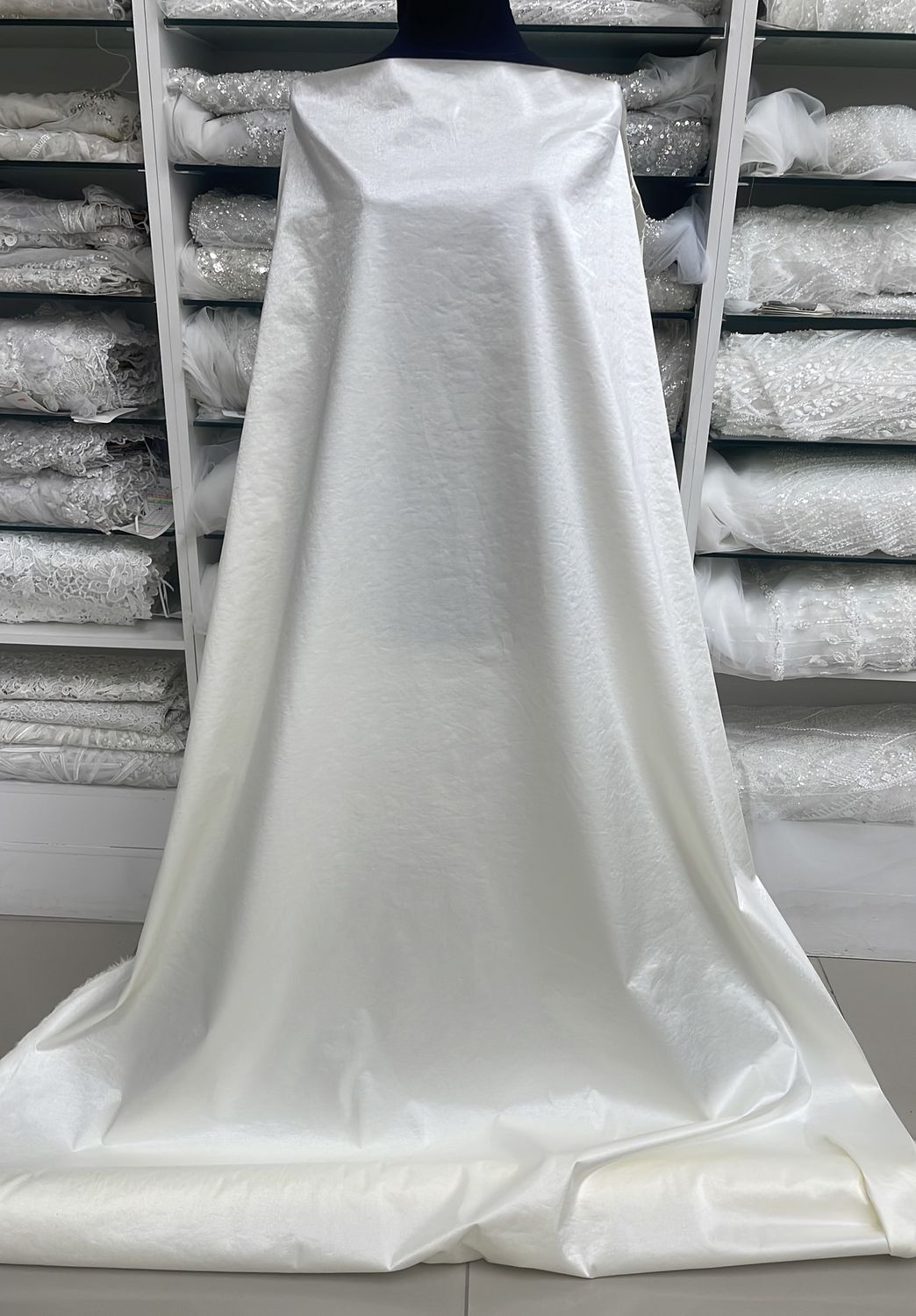 Dress Fabric Cotton Metallic 70% Cotton 25% Nylon 5% Spandex-per m-145-Off White-Ivory Silver