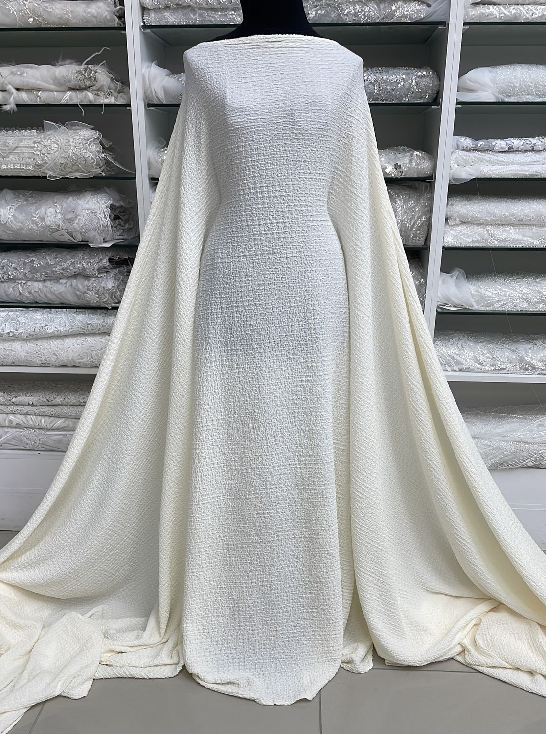 Knit Bubble Creased-per m-150-02-Milk Ivory