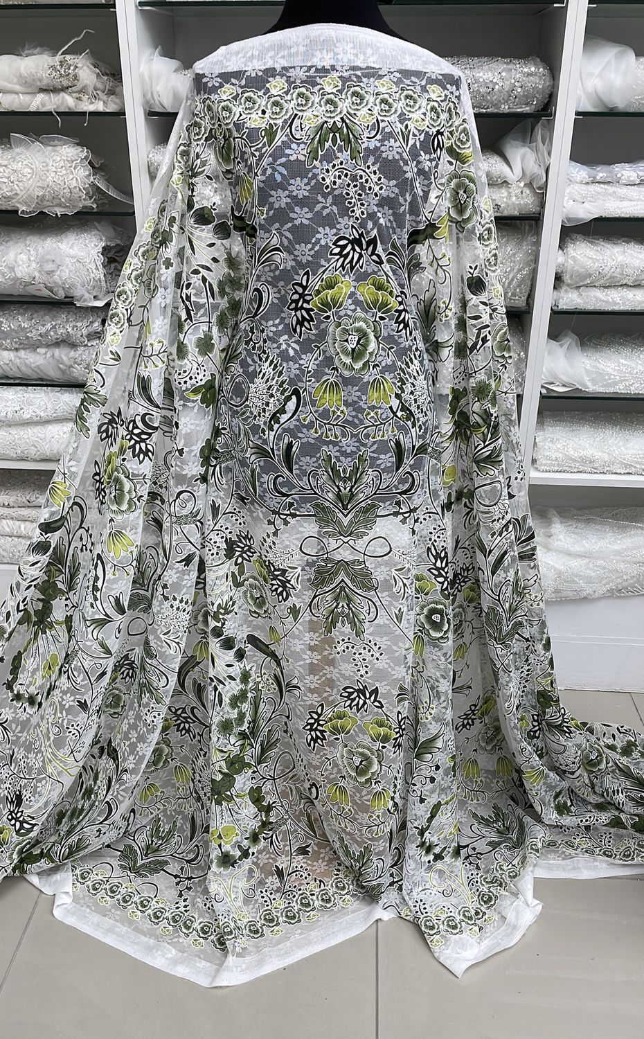 Tulle [ 21013 ] Tulle Burn Out/150/5g/cream green per Meter