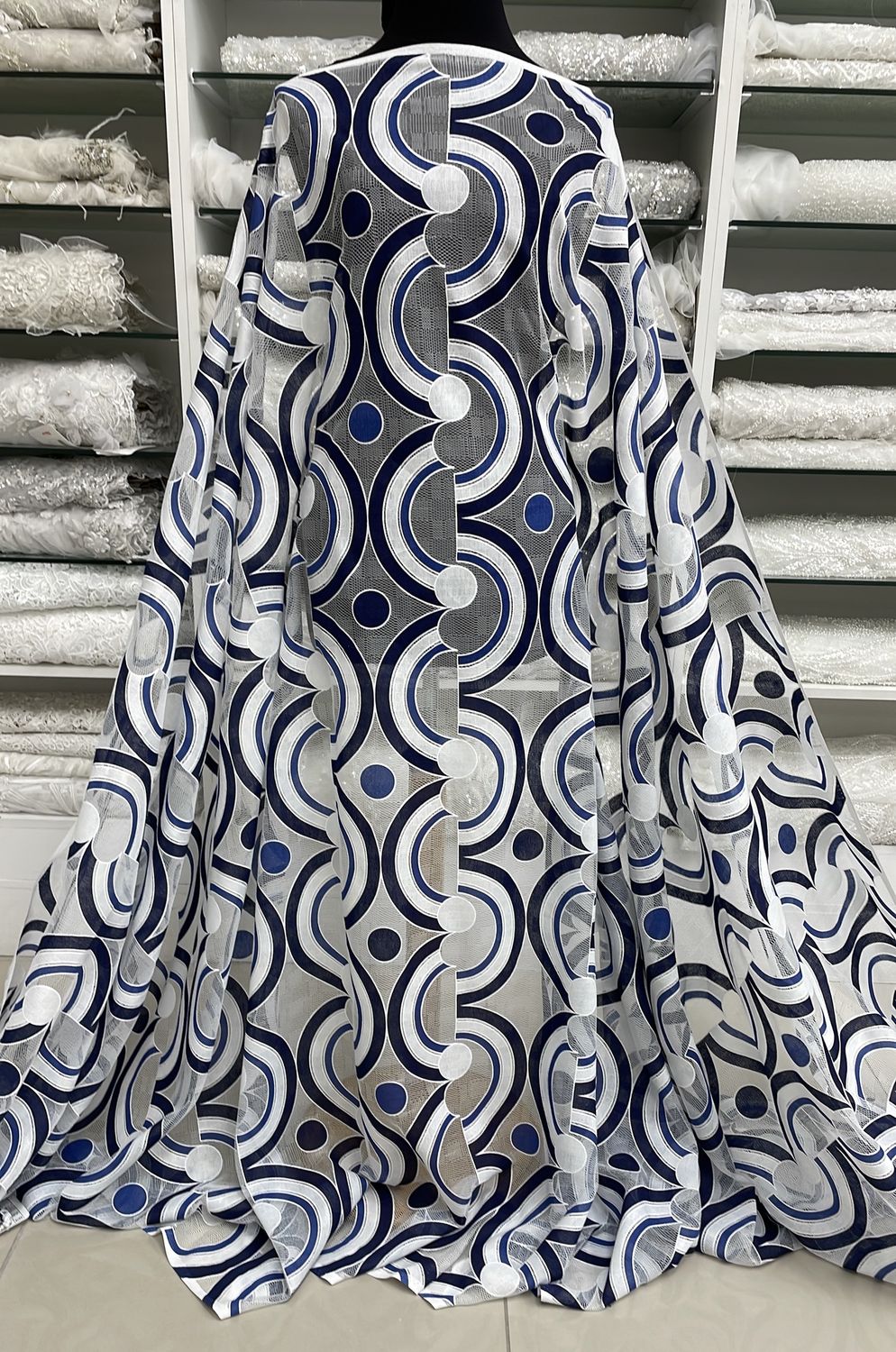 Tulle [ 21005 ] Tulle Burn Out/150/5g/Cream Navy per Meter