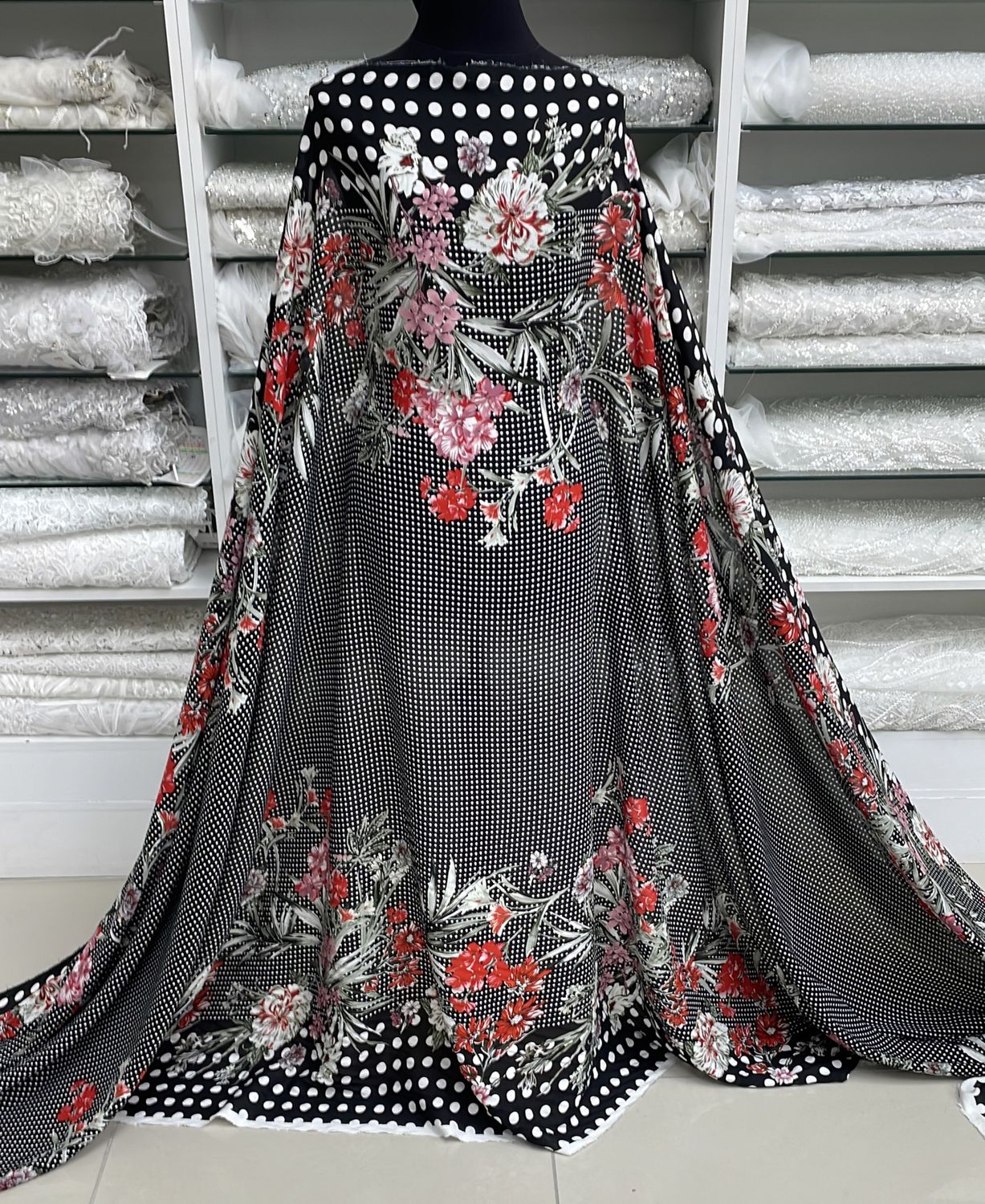 [ 21131 ] Rayon Printed/150/5g/Black per Meter
