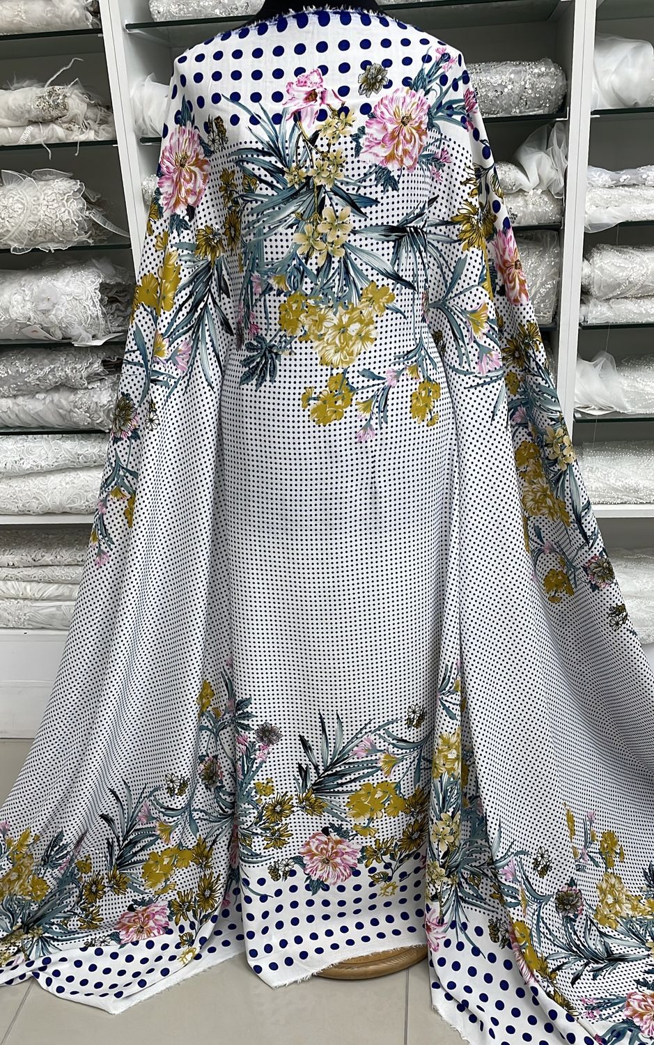 [ 21134 ] Rayon Printed/150/5g/OffWhite per Meter