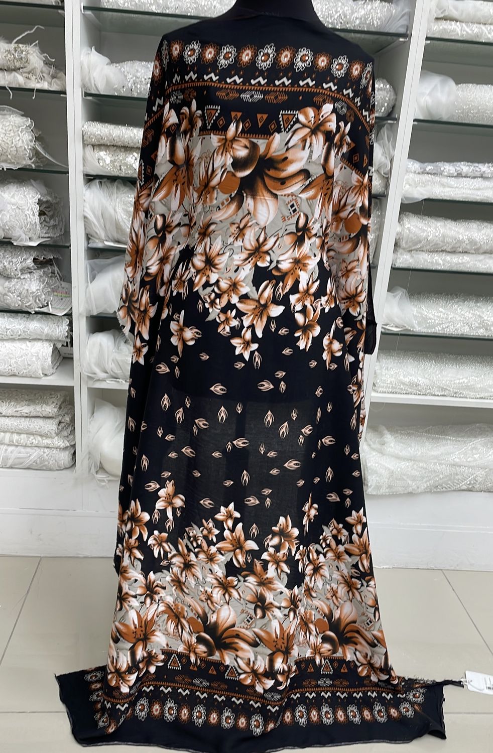 [ 14602 ] Rayon Printed/150cm/5g/Brown per Meter