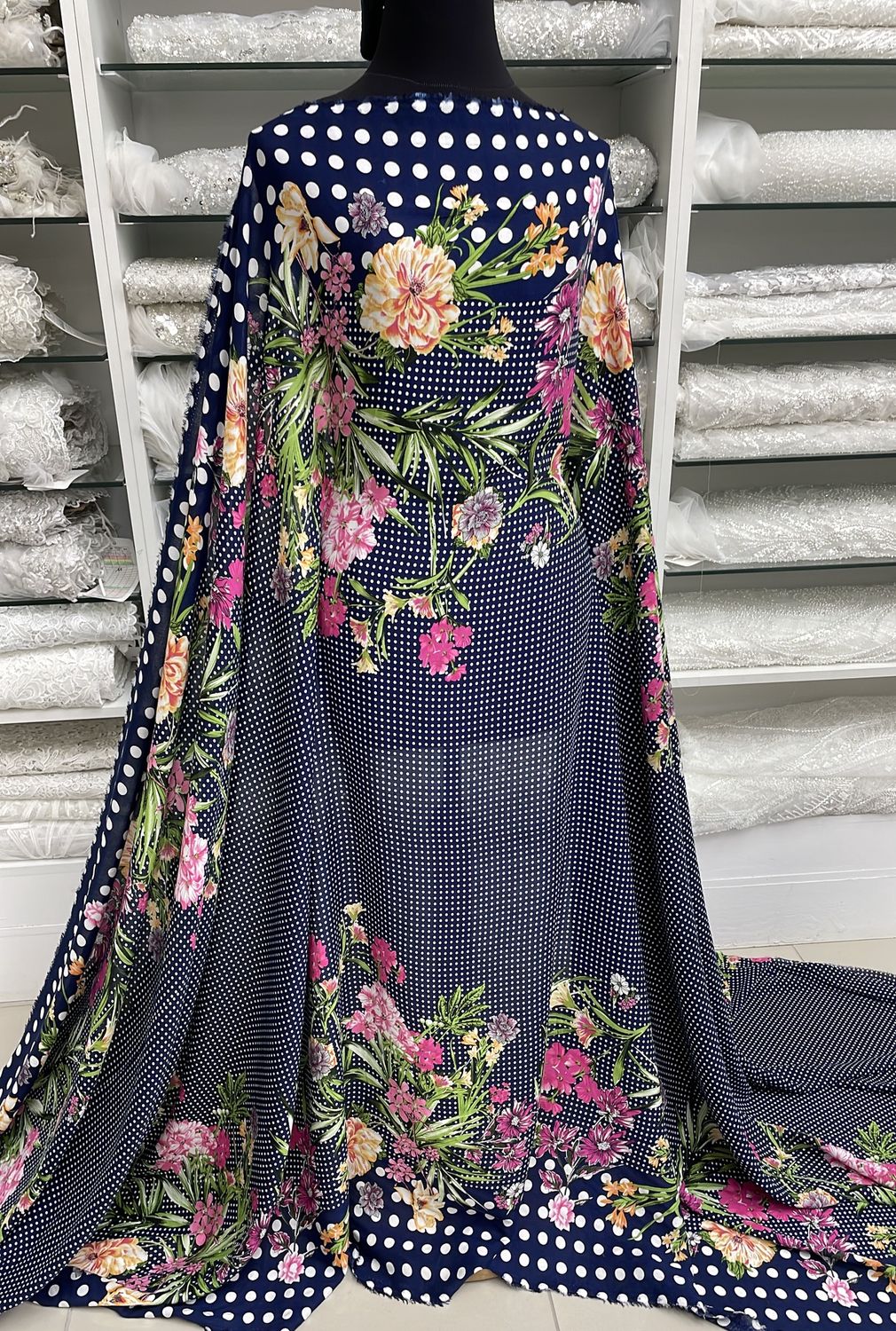 [ 21133 ] Rayon Printed/150/5g/Navy per Meter