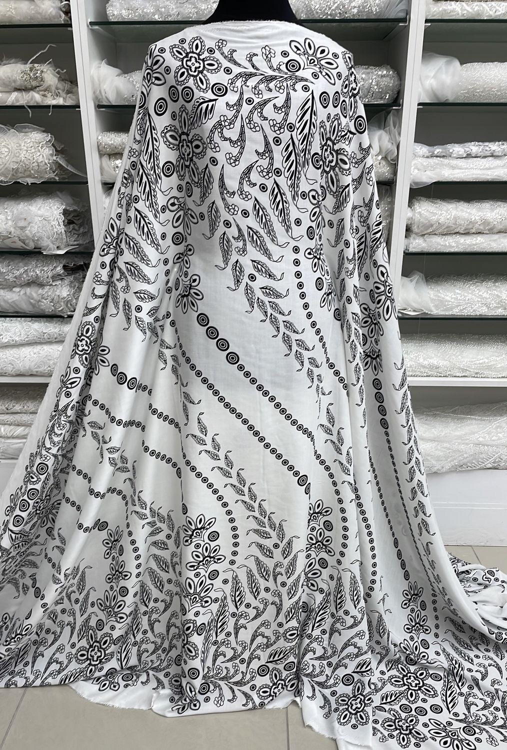 [ 21143 ] Rayon Printed/150/5g/OffWhite per Meter