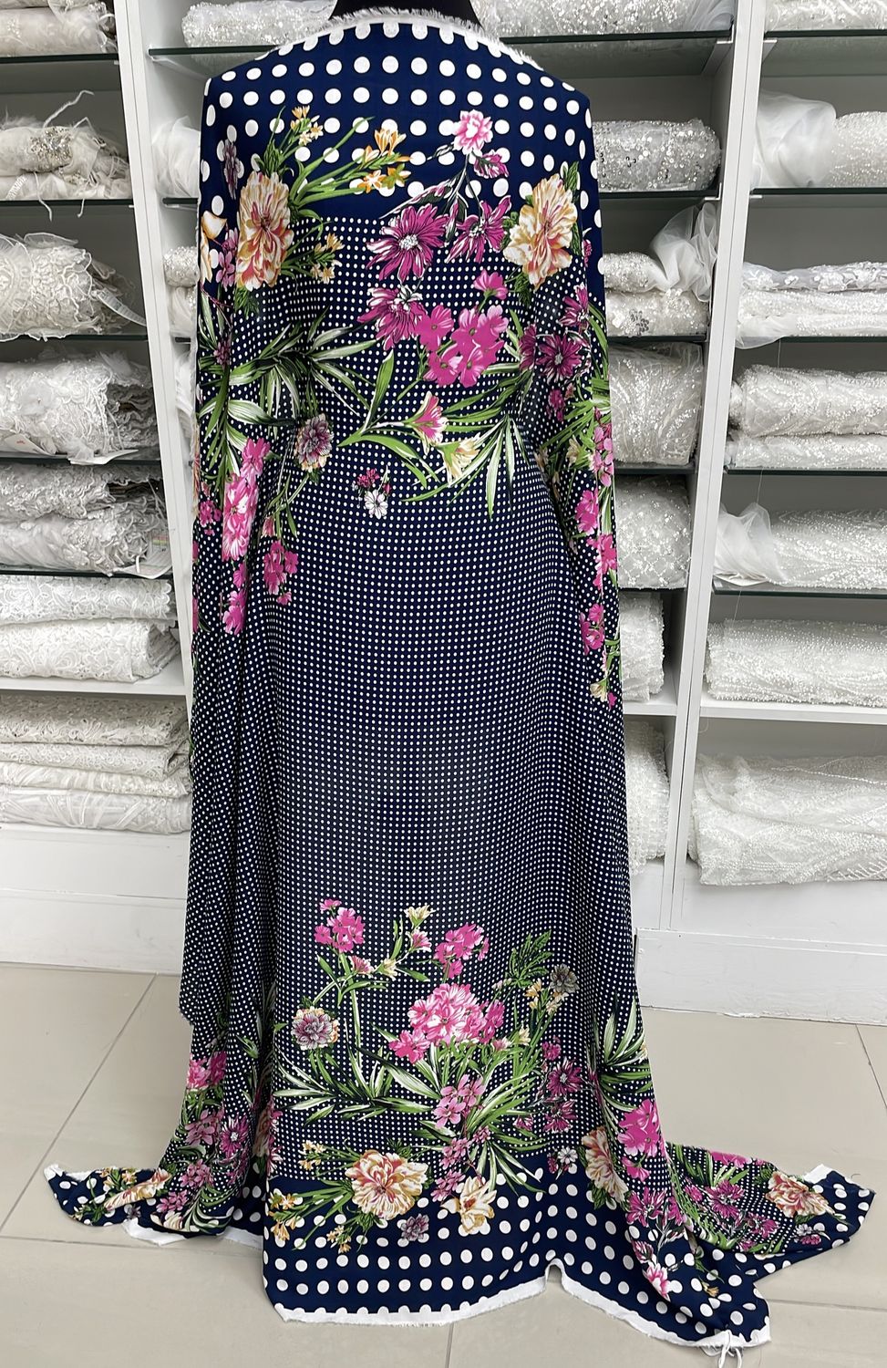 [ 21129 ] Rayon Printed/150/5g/Navy per Meter