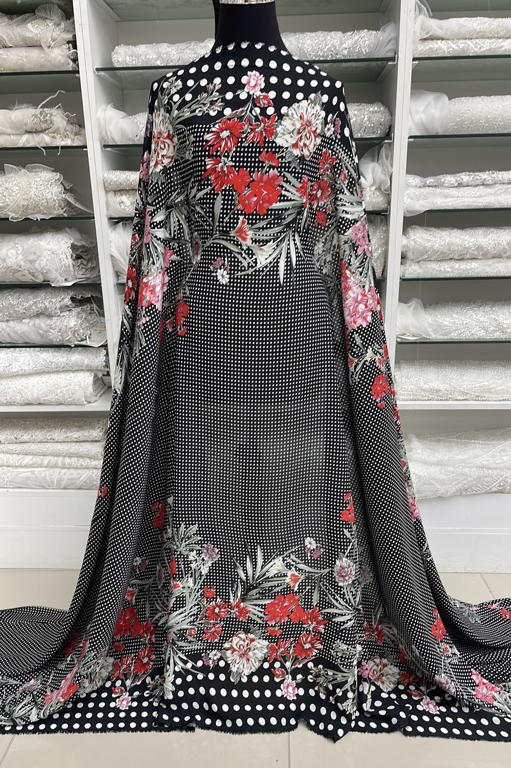 [ 21135 ] Rayon Printed/150/5g/Black per Meter