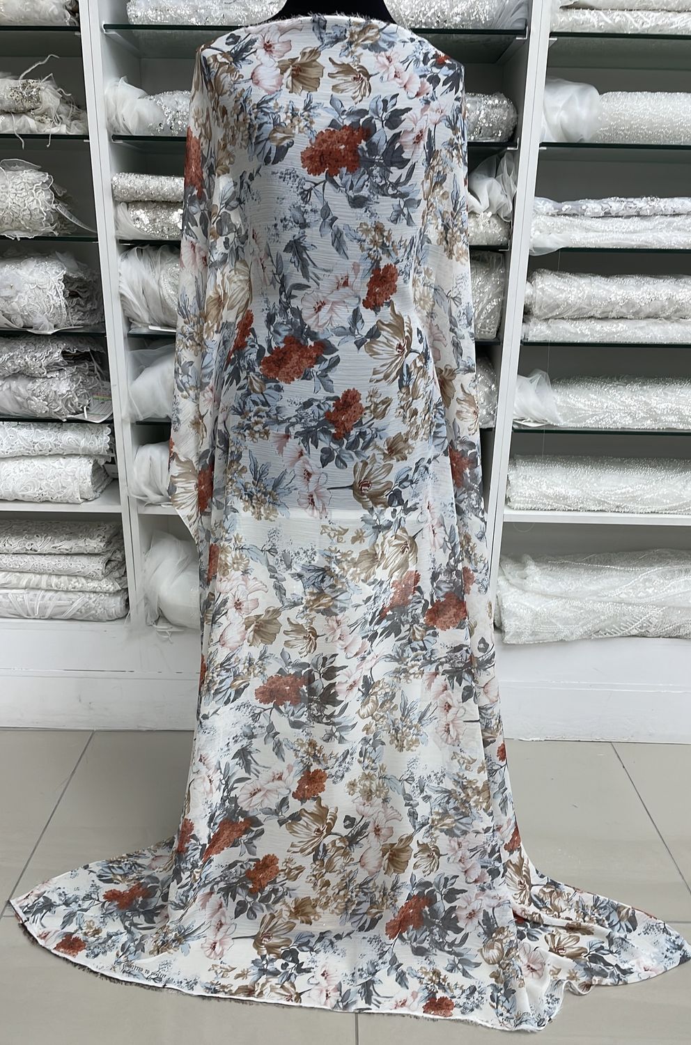 [ 20931 ] Chiffon Printed/150/5g/Cream per Meter