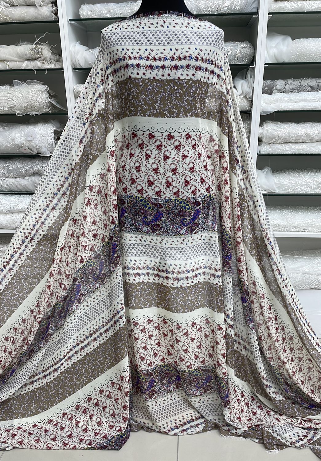 [ 20975 ] Chiffon Printed/150/5g/Red per Meter