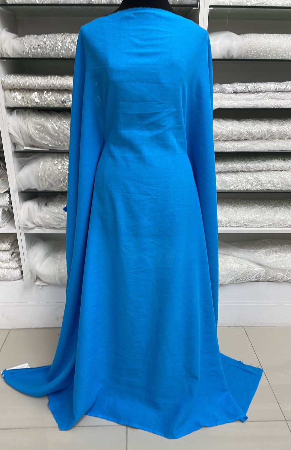 [ 21523 ] Linen Shirt Weight Plain Dyed/135/5g/Diva Blue per Meter