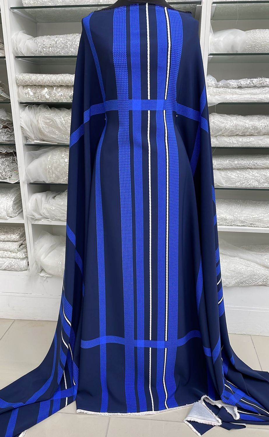 [ PSP-MI-F462-2 ] Poly90Elas10%Print140cm-BLUE per Meter