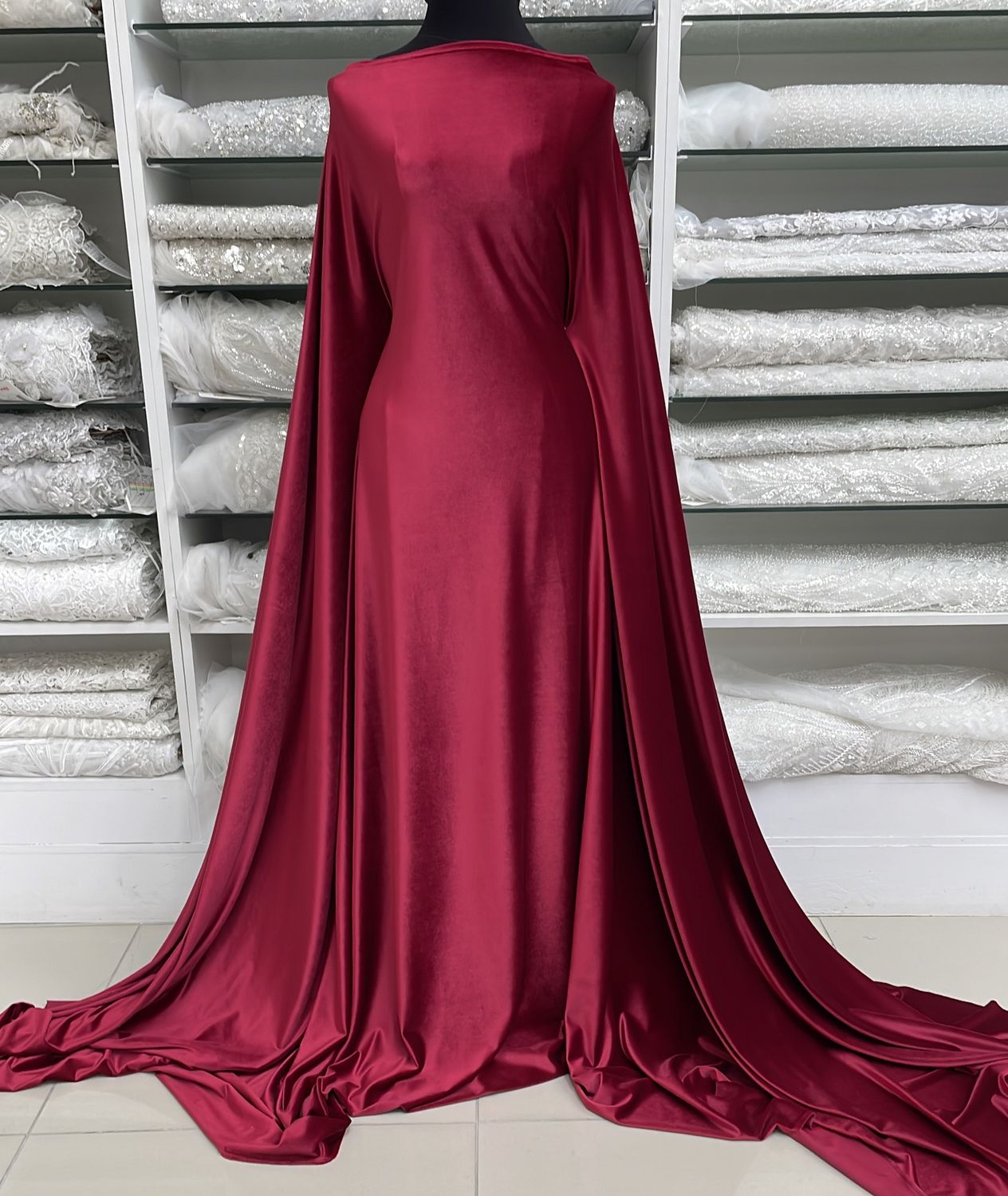 [ 23934 ] Velvet spandex 280g-D0654-135-21-Ruby Red per Meter