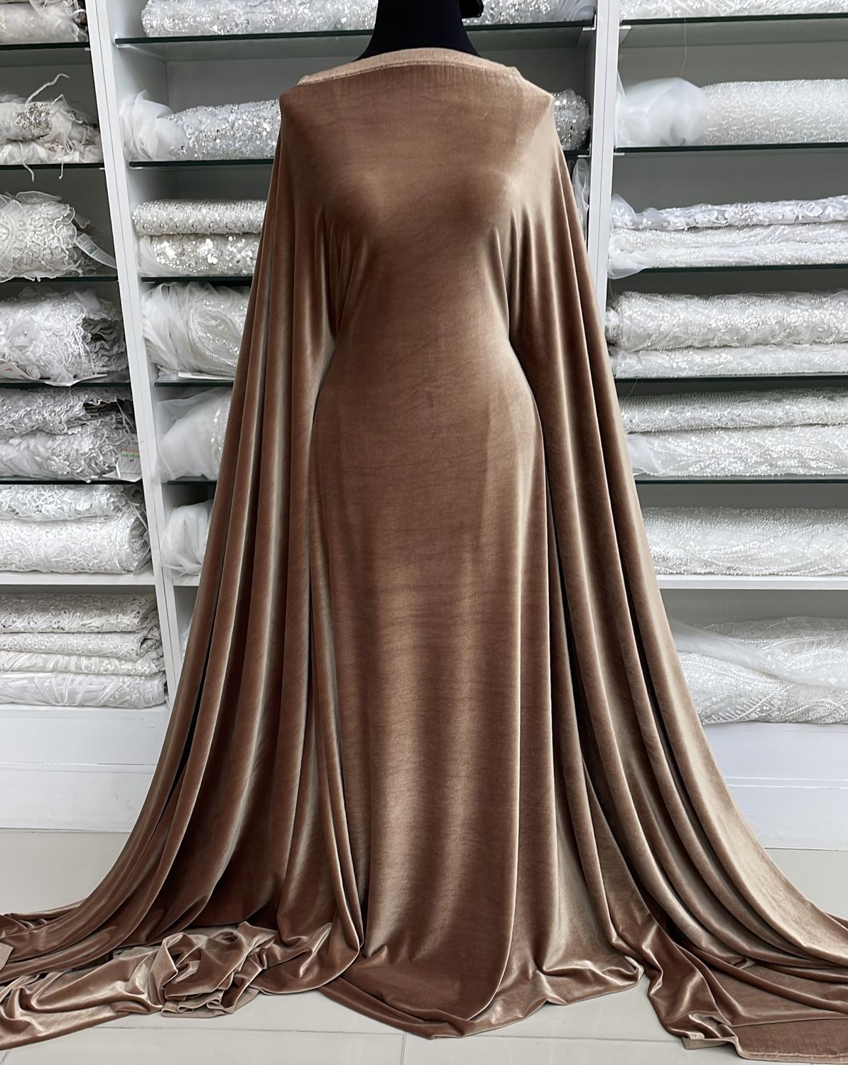 [ VS-G16A2381-30 ] VelvetStretch430GR 150cm-CAMEL per Meter
