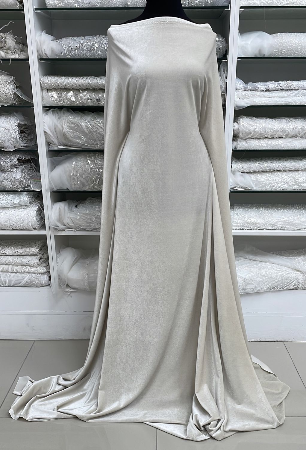 [ 15952 ] Velvet Stretch Plain Dyed/160cm/5g/MUSHROON per Meter
