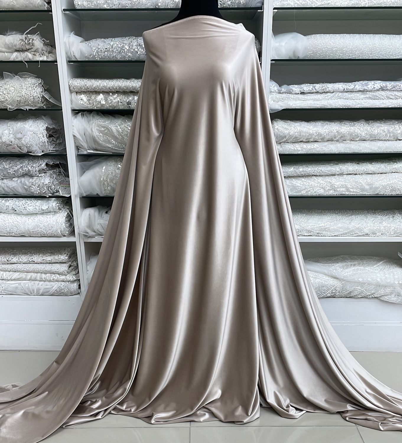 [ 23929 ] Velvet spandex 280g-D0654-135-25-Champagne per Meter