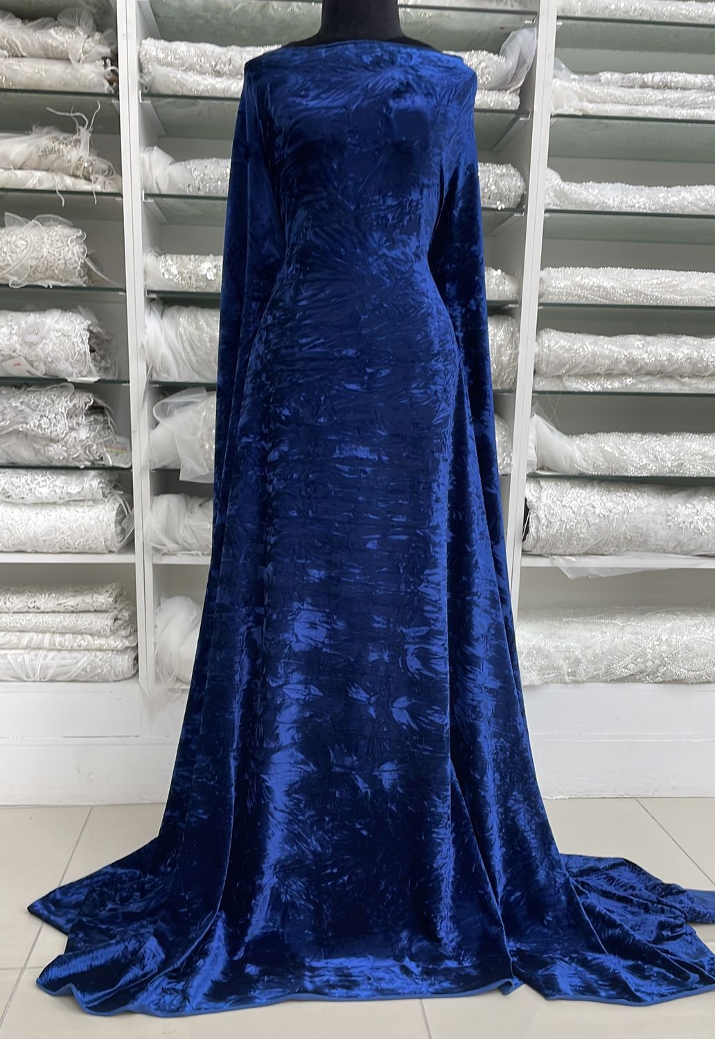 [ 24588 ] Crused Velvet Stretch-150-10-Navy per Meter