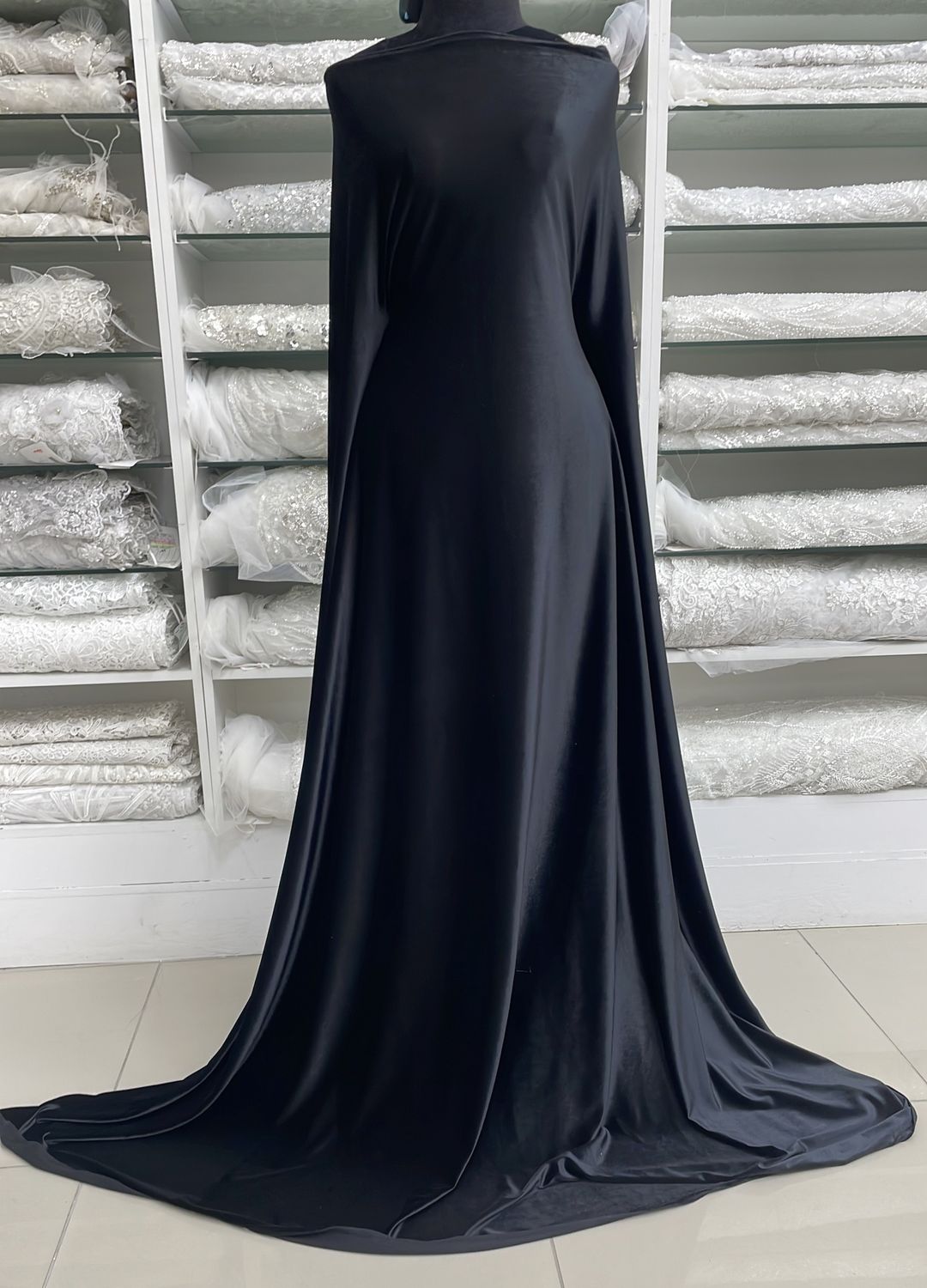 [ 24727 ] Str Velvet-GZNO0654-160-Black-1 per Meter