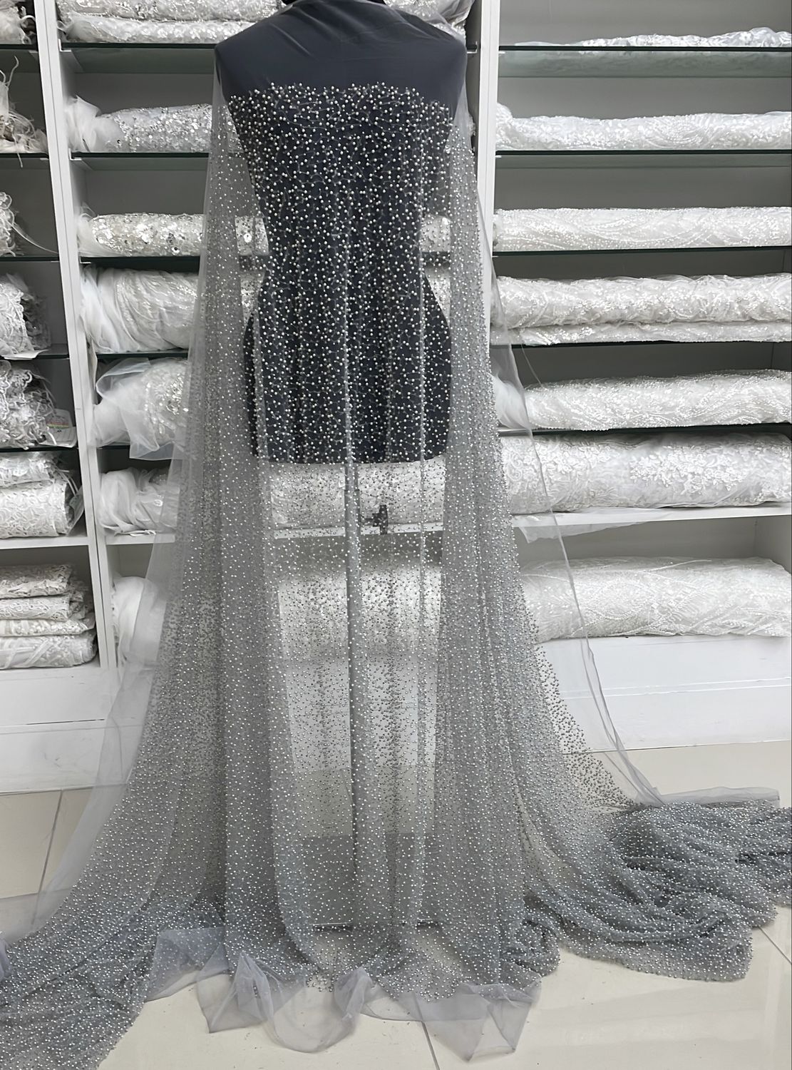 Dress Fabric Tulle Valentino-per m-135-03-Grey