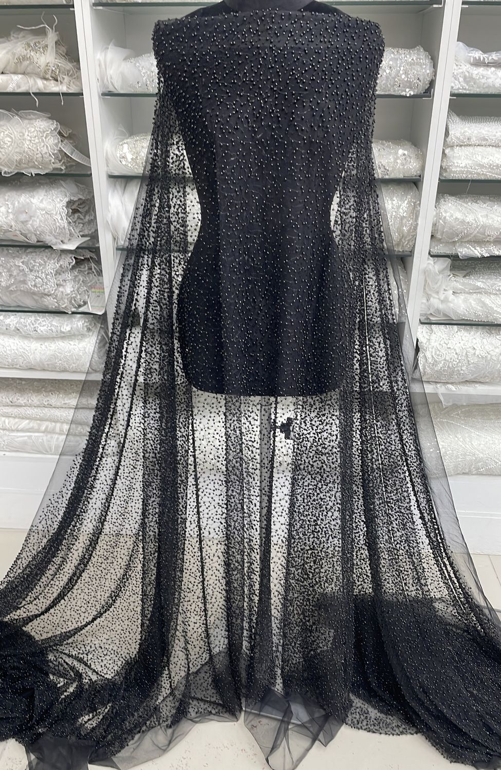 Dress Fabric Tulle Valentino-per m-135-14.00-Black