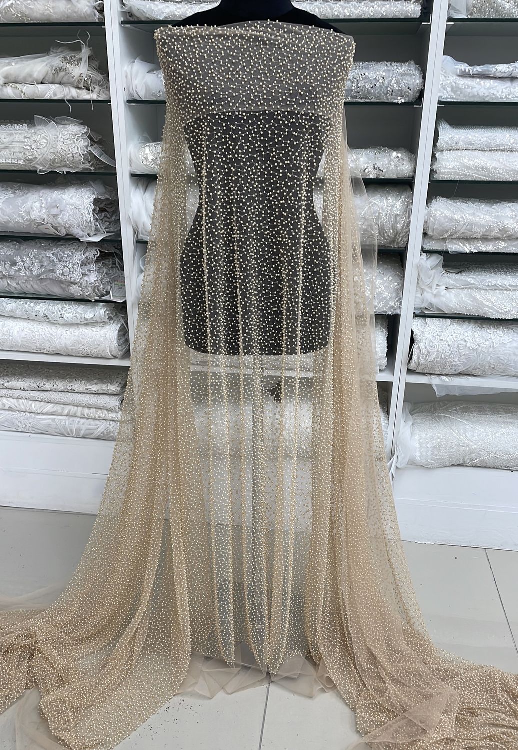 Dress Fabric Tulle Valentino-per m-135-02-Champagne