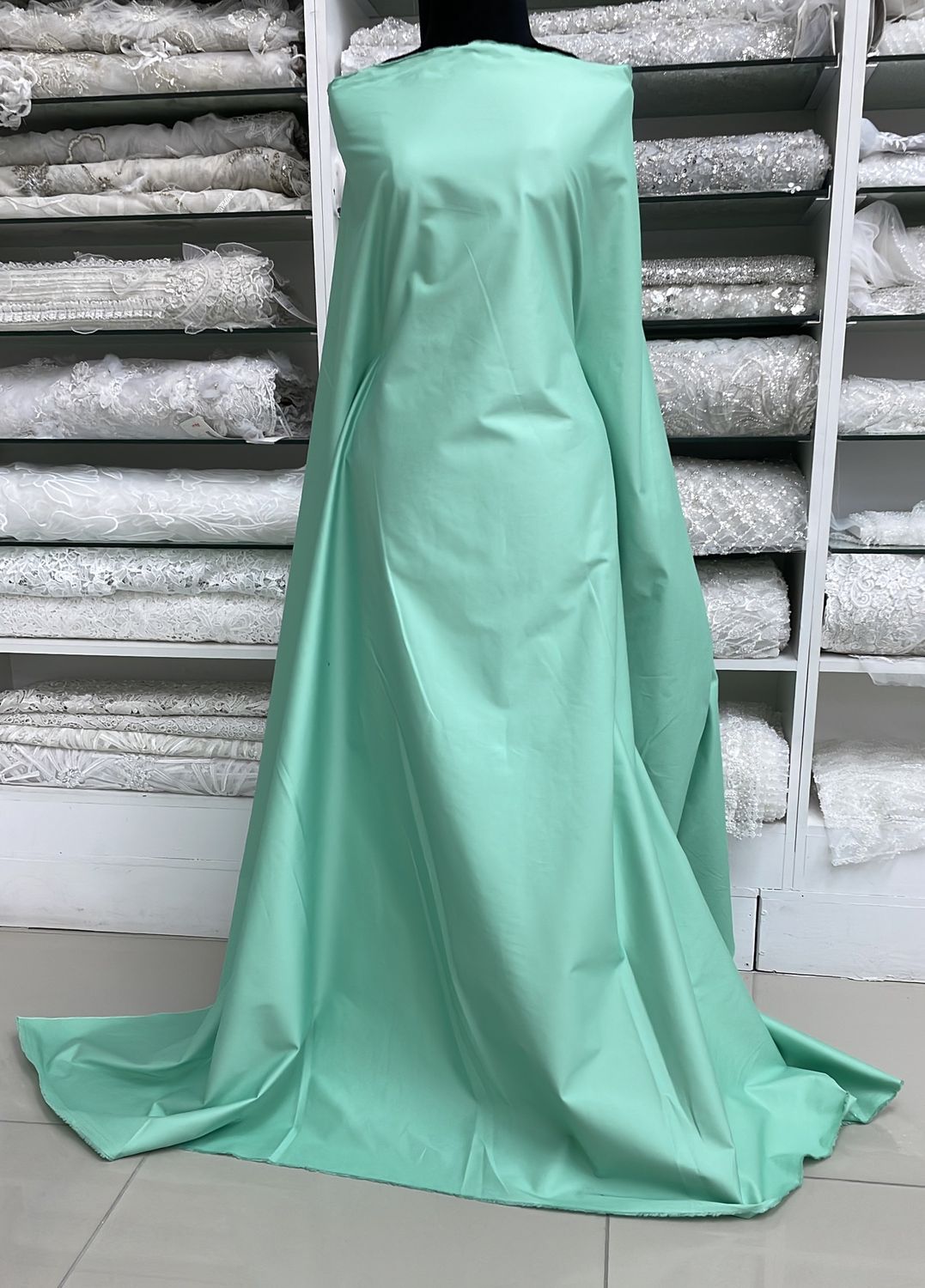 [ COS-G17A18944-4 ] CottonSateenSpandex150cm-MINT per Meter