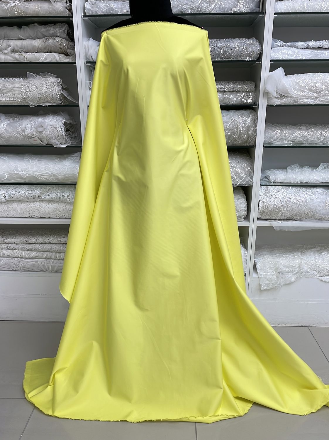 [ COS-G17A18944-2 ] CottonSateenSpandex150cm-YELLOW per Meter