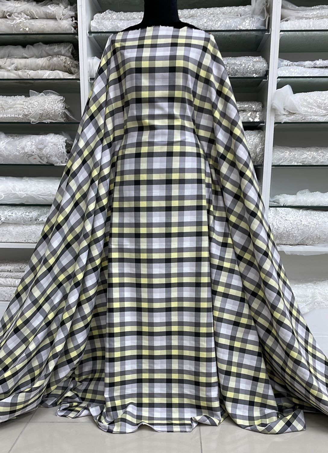 [ COPC-G13B-974-1 ] CottonPrintCheck 150-Yellow per Meter