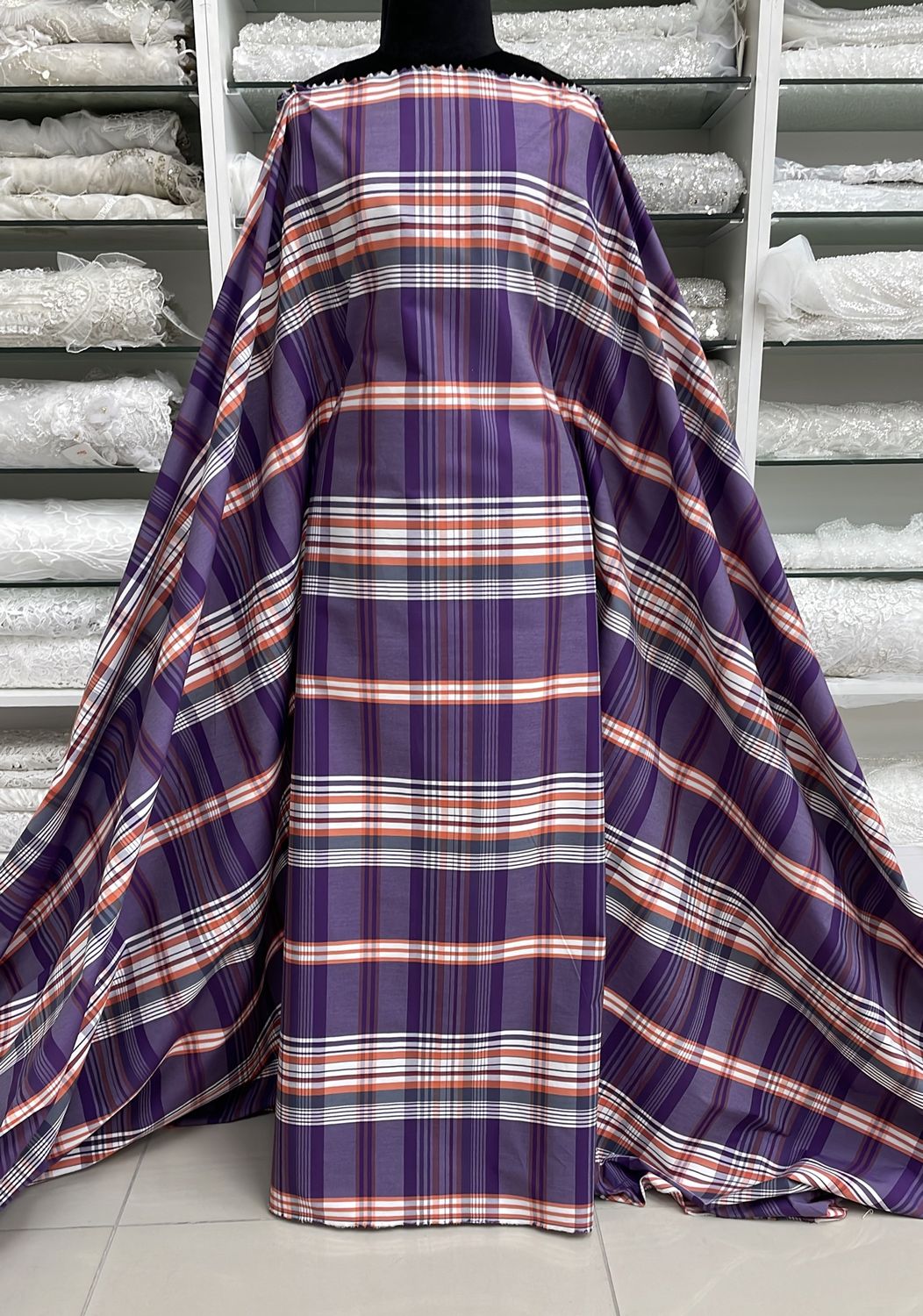 [ COPC-G13B1287-2 ] CottonPrintCheck145-Purple per Meter