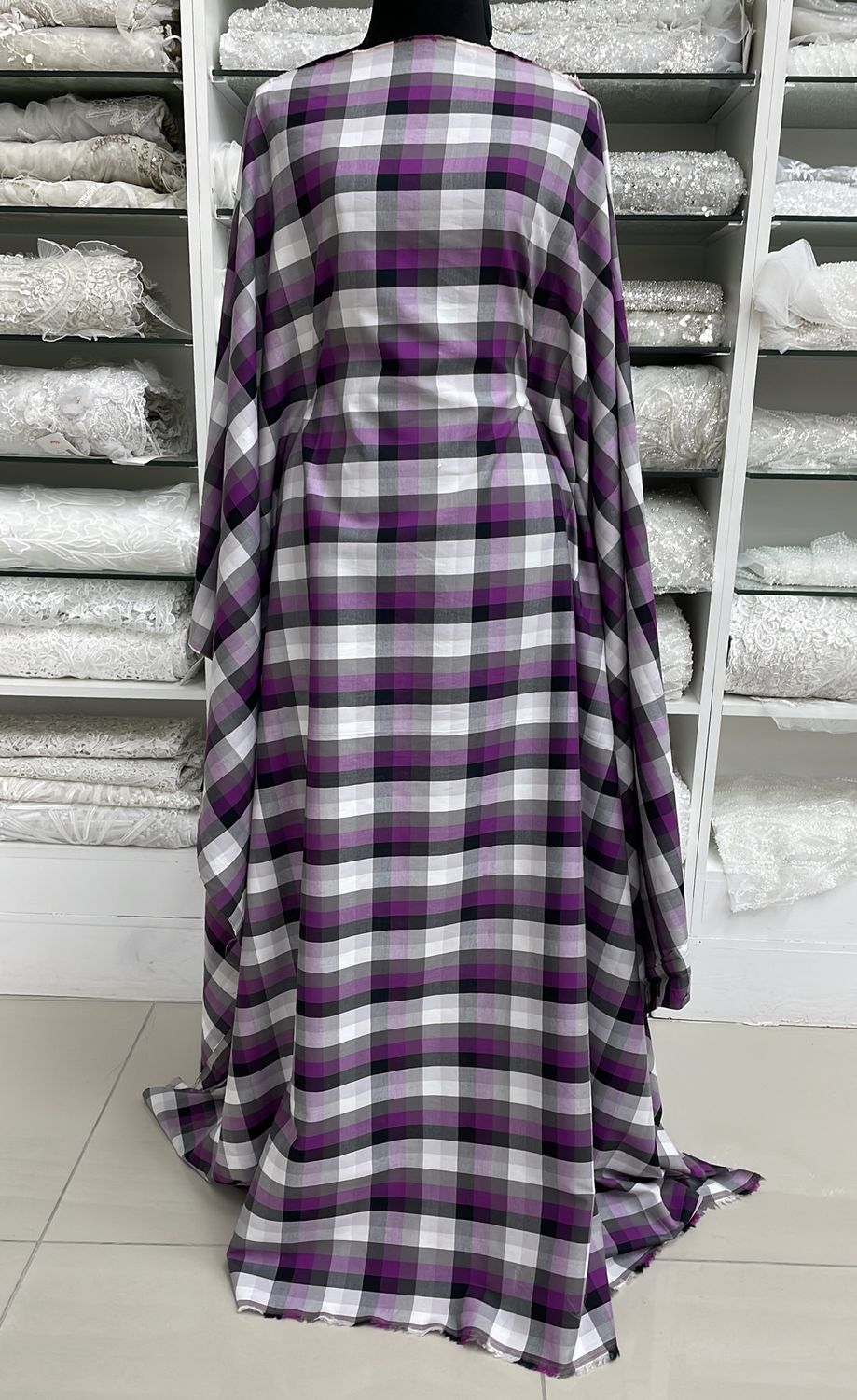 [ COPC-G13B-974-5 ] CottonPrintCheck 150-Purple per Meter