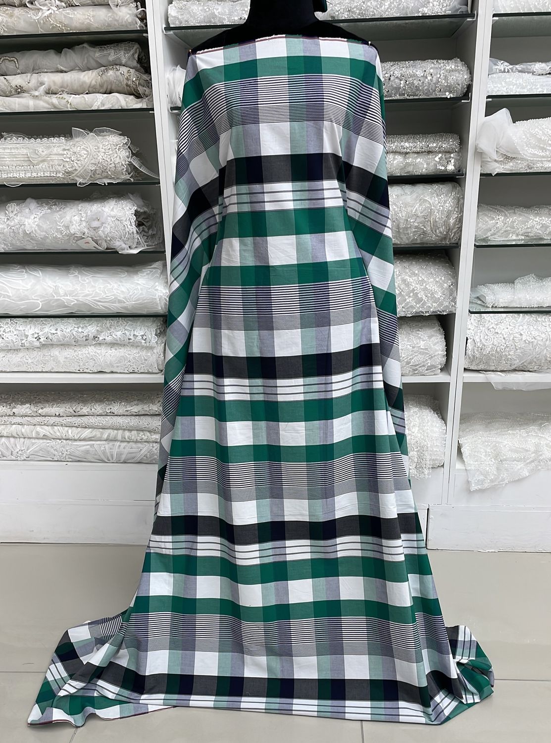 [ COC-G13B-1290-2 ] Cotton Check 150-GreenBlack per Meter