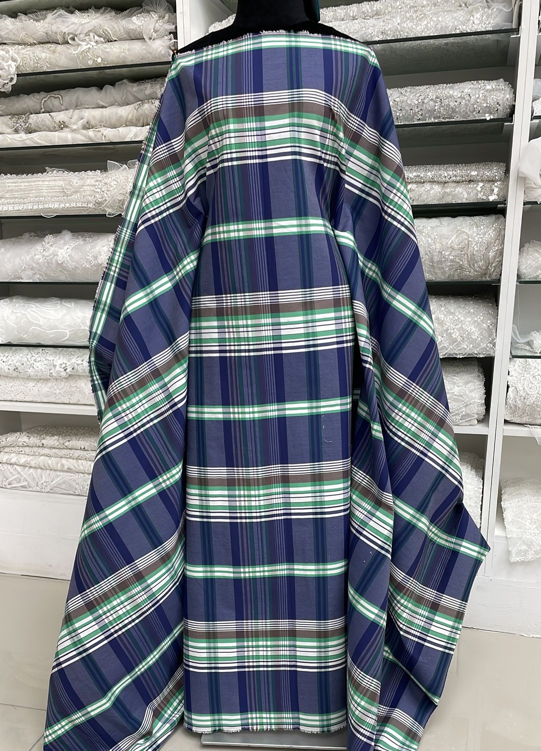 [ COPC-G13B1287-1 ] CottonPrintCheck145-Navy per Meter