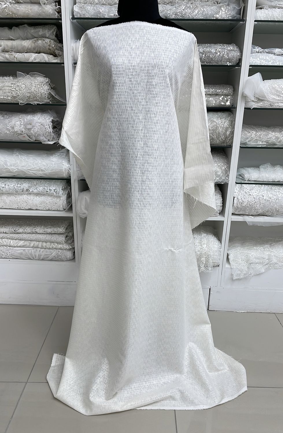[ 23528 ] Linen Look Shirting Metalic 150cm - CREAM per Meter