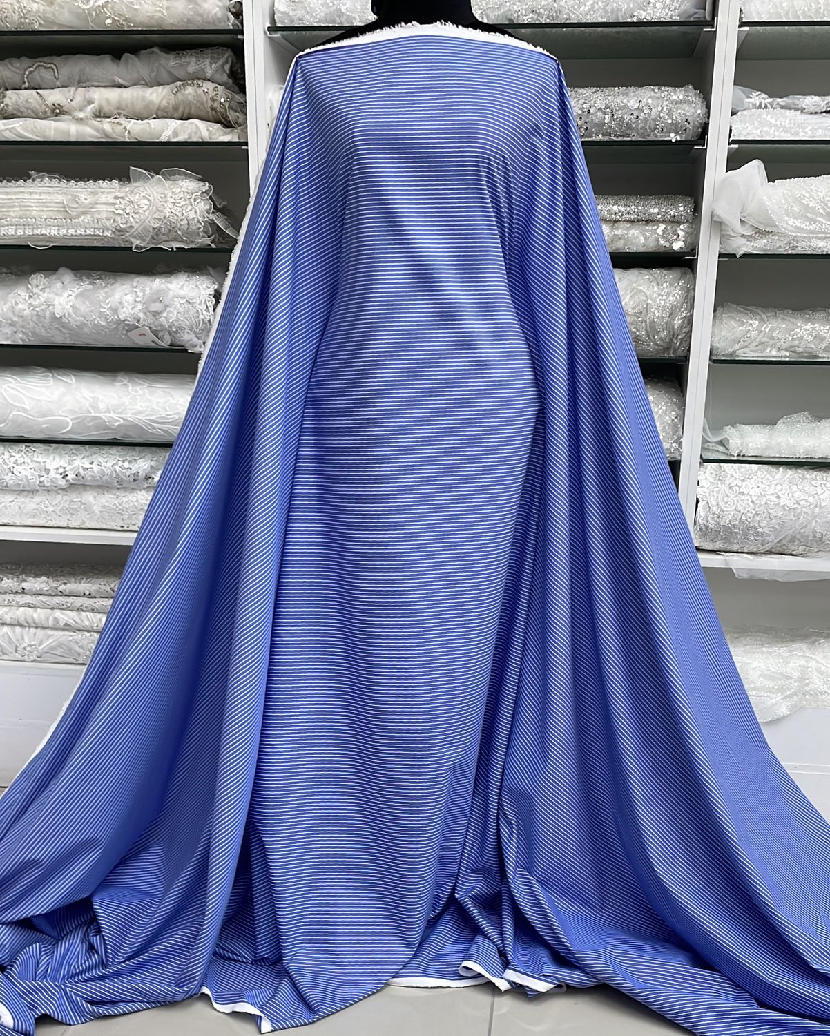 [ 24886 ] Shirting, Yarn Dyed Des #5-150-05-Blue / White per Meter