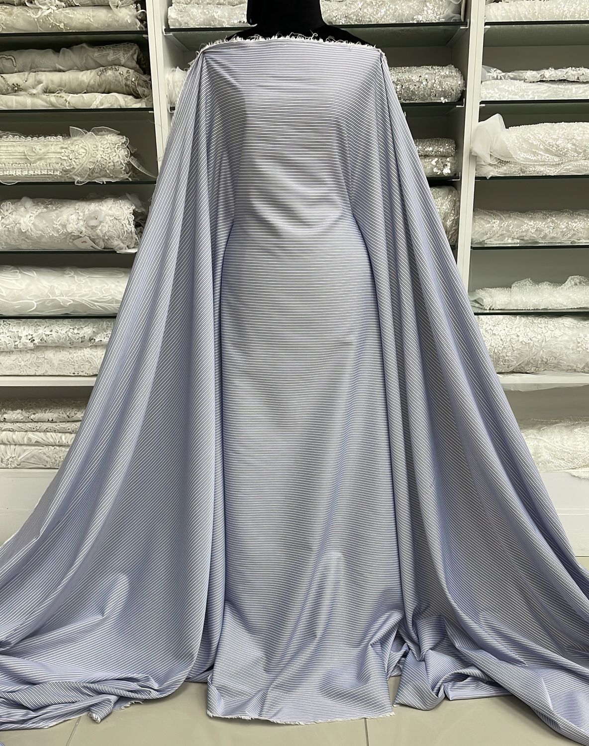 [ 24884 ] Shirting, Yarn Dyed Des #3-150-03-White / Denim per Meter