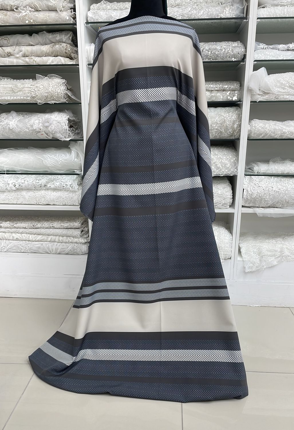 [ PSP-MI-F613-2 ] Poly90Elas10%Print140cm-CHARCOAL per Meter