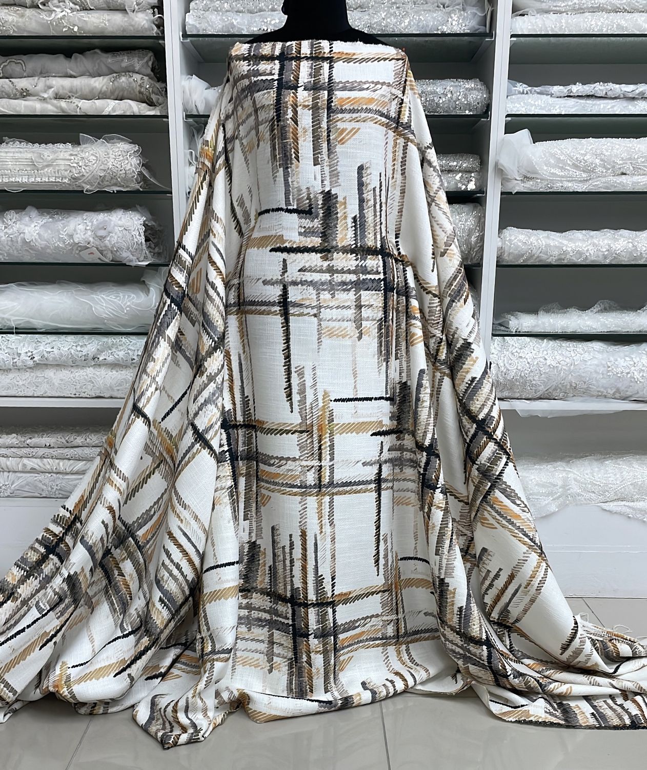 [ PWP-MI-E800-703 ] PolyWeavePrinted145cm-BROWN per Meter