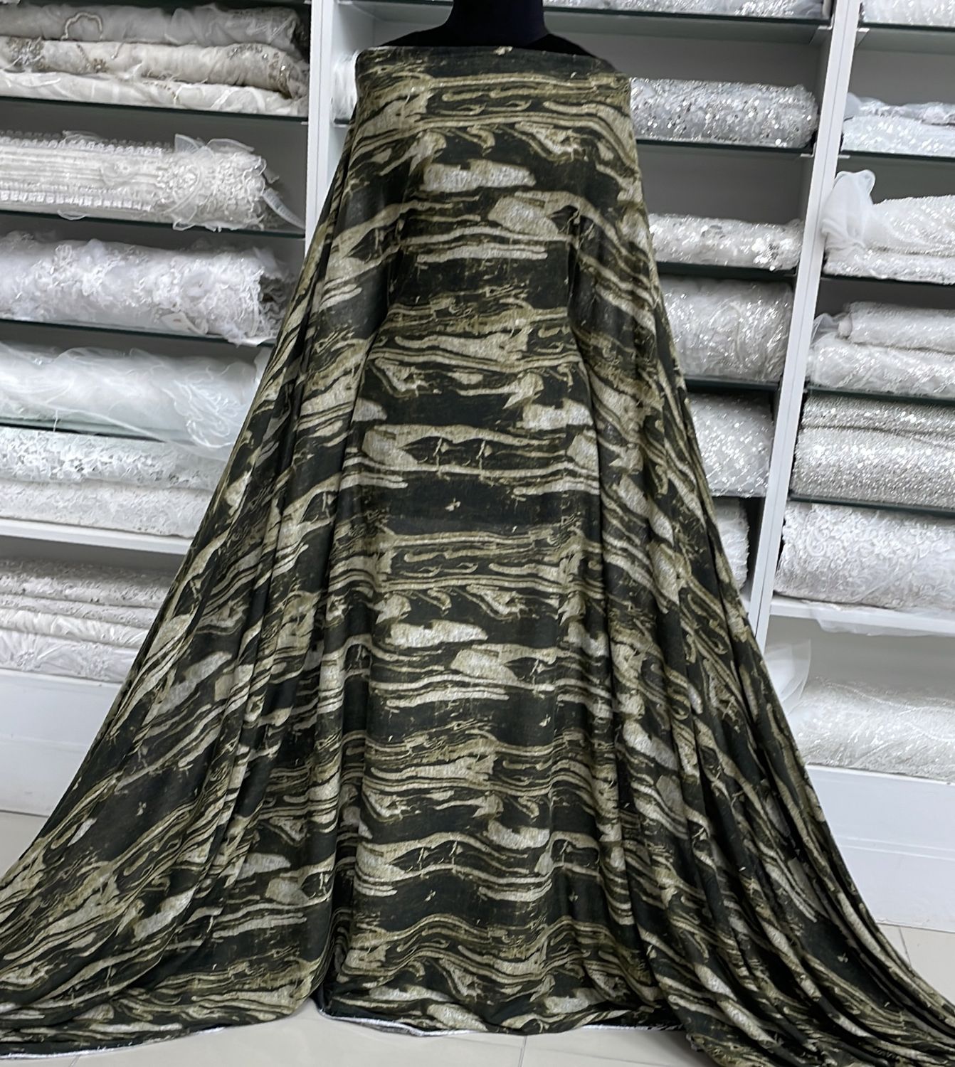 Knit [ 25172 ] Knit Jersey Print-150-15-Olive Brown per Meter