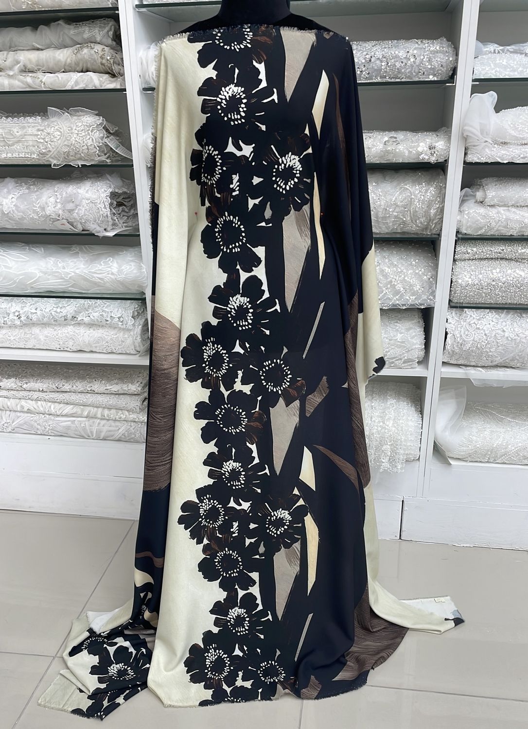 [ CPP-MI-F461-2 ] CrepePoly95Elas5%Print140cm-BEIGE per Meter