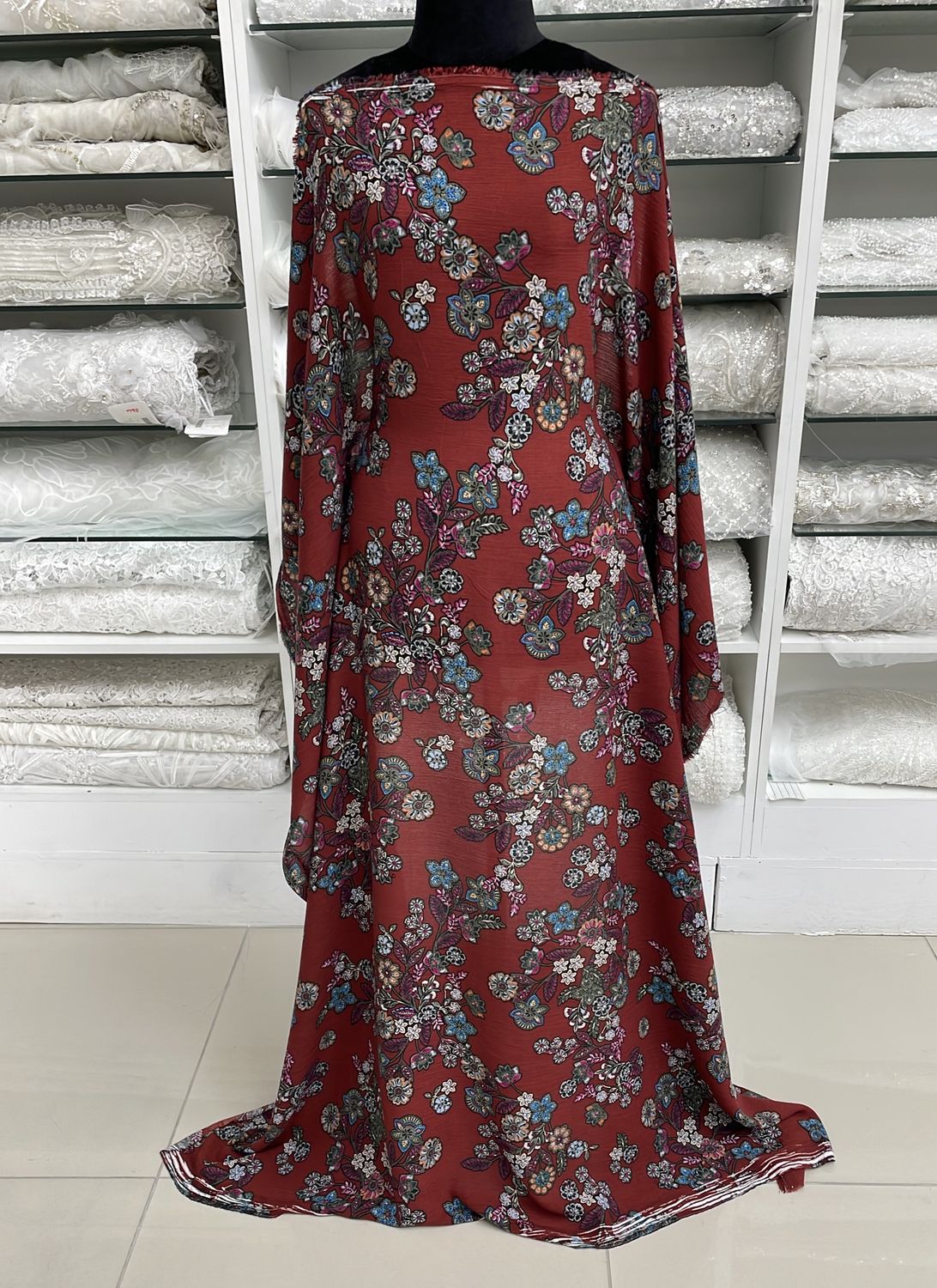 [ RCP-MS-2540-122 ] RayonCrincklePrint150cm-WINE per Meter