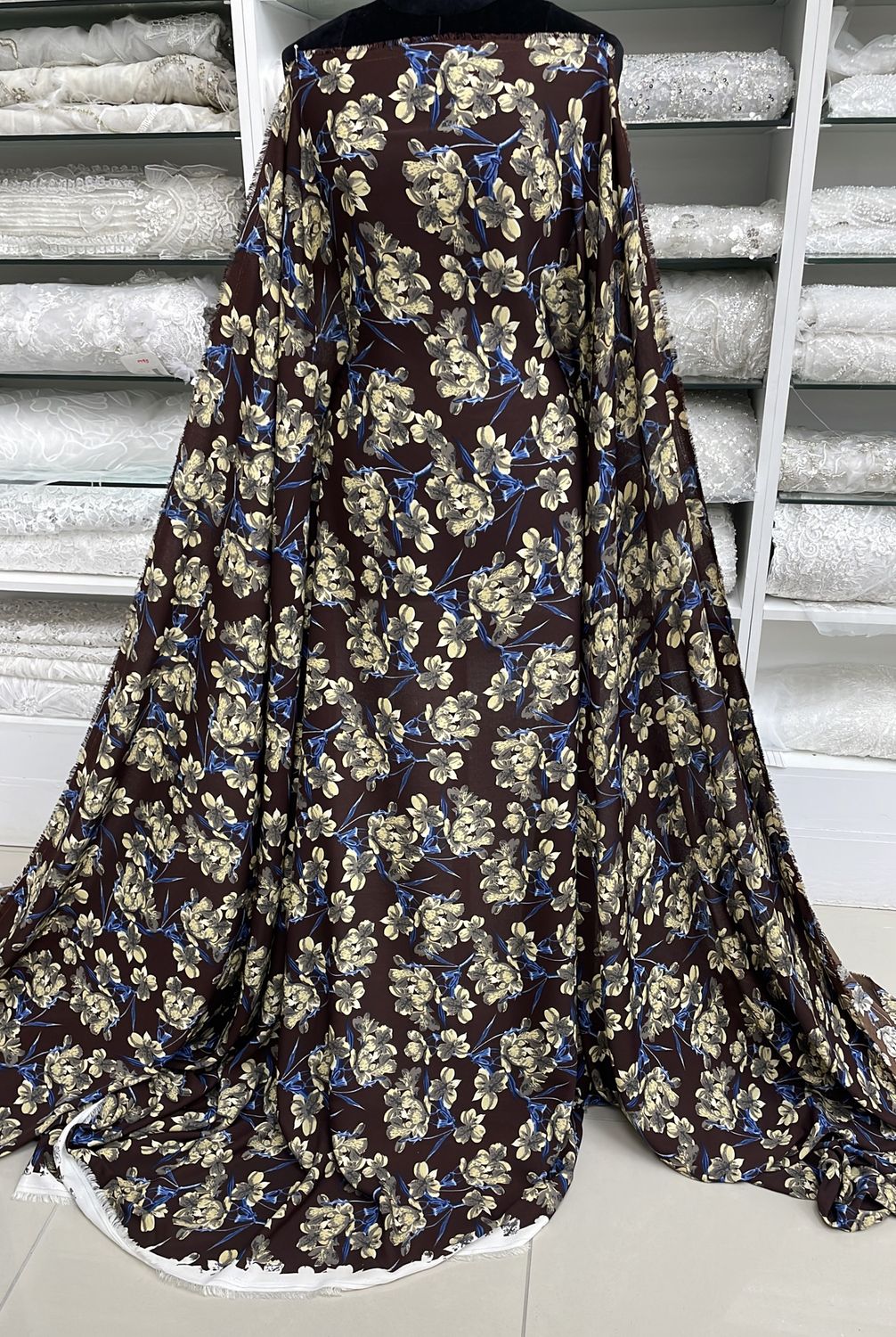 Crepe [ 19277 ] Crepe Printed/150cm/5g/BROWN per Meter