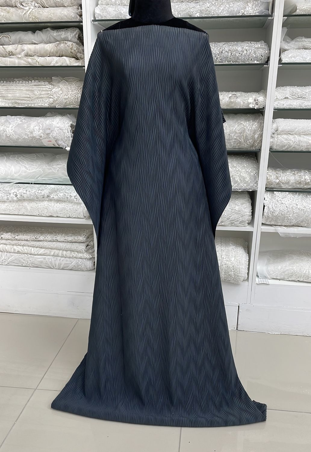 [ 25161 ] Crush Pleated Knit-150-04-Charcoal per Meter