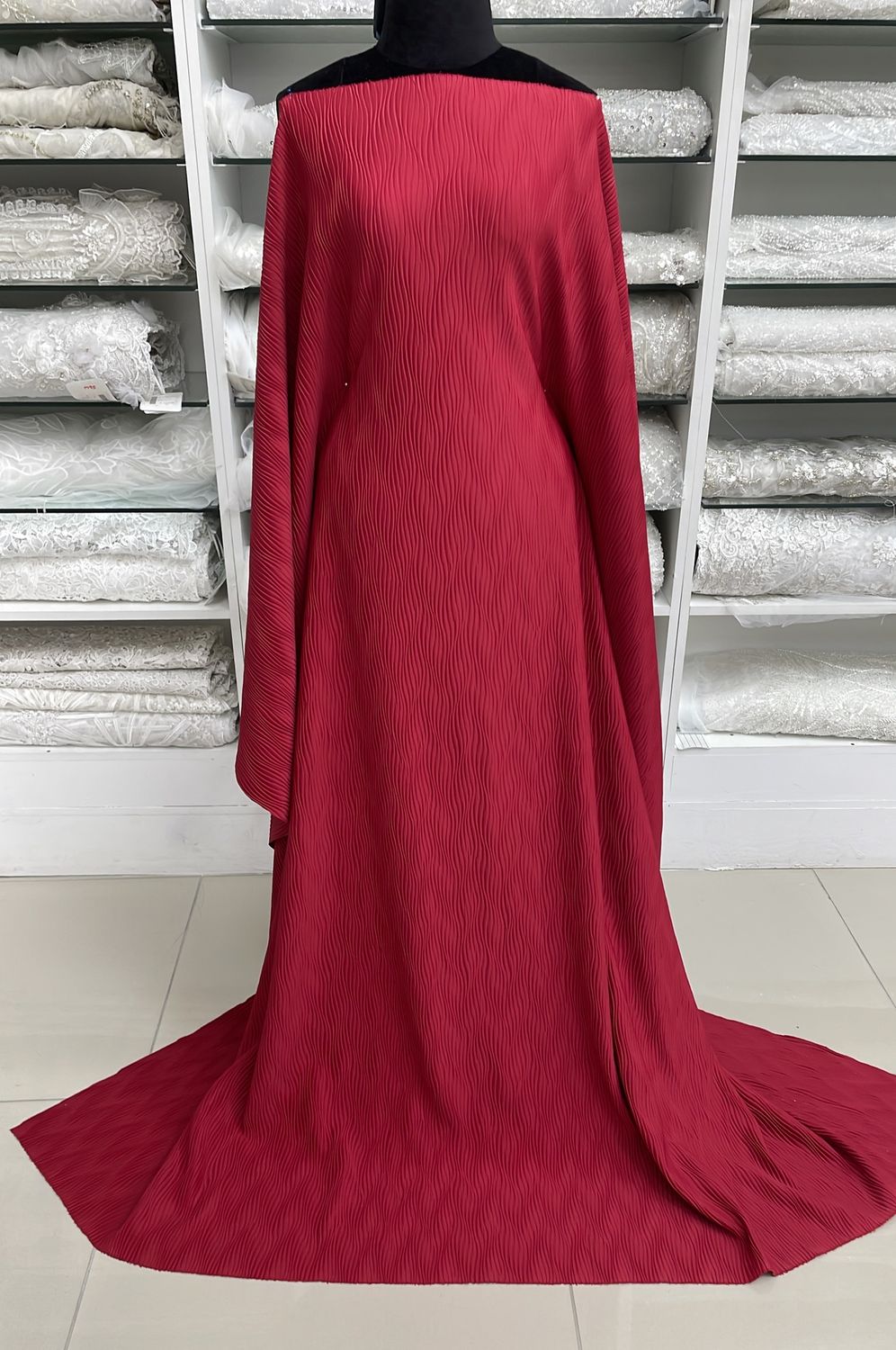 [ 25160 ] Crush Pleated Knit-150-03-Red per Meter