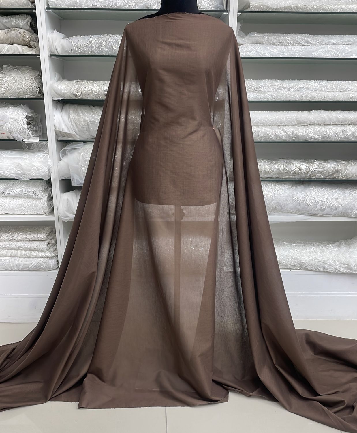 [ COV-BI27215-6 ] Cotton Voile Solid 100% 140w Chocolate per Meter